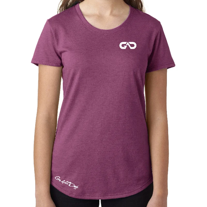 Women's GO ALL DAY Infinity Logo TriBlend Tee (Rasberry) Oversized T-Shirt Spandex breathable