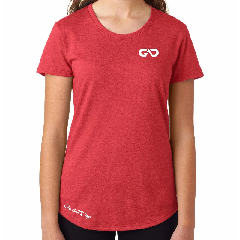 Women's GO ALL DAY Infinity Logo TriBlend Tee (Red) Rayon Fabric Velvet Fabric Corduroy Fabric