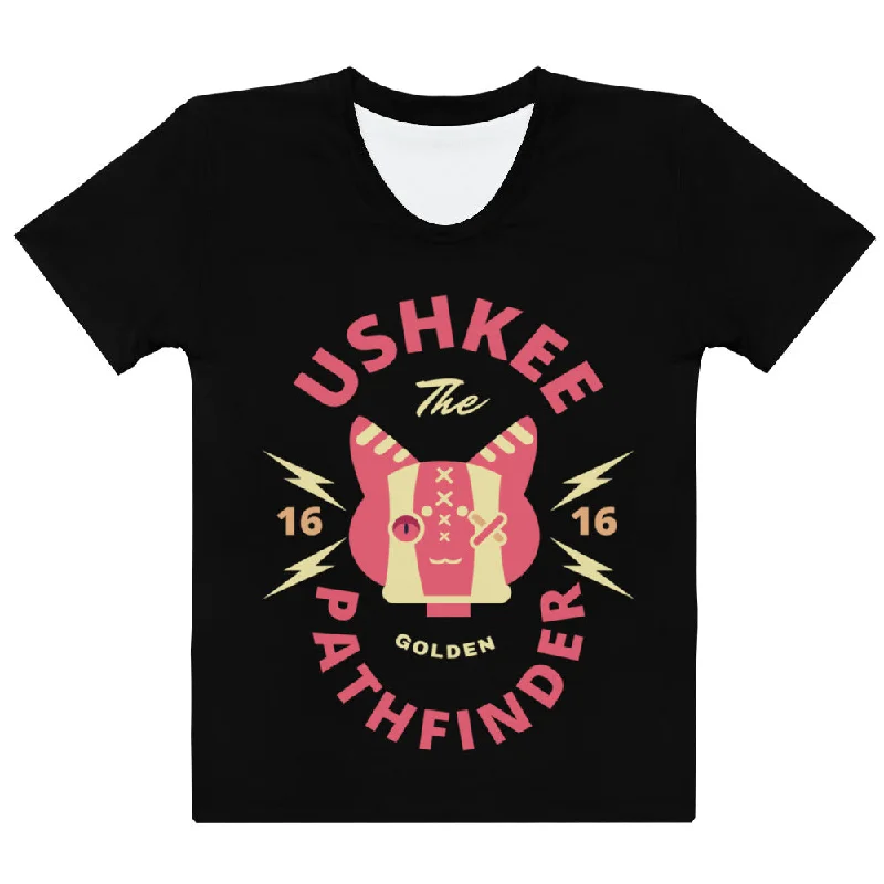 Women's Golden Pathfinder Black T-shirt Fashionable Trendy Casual