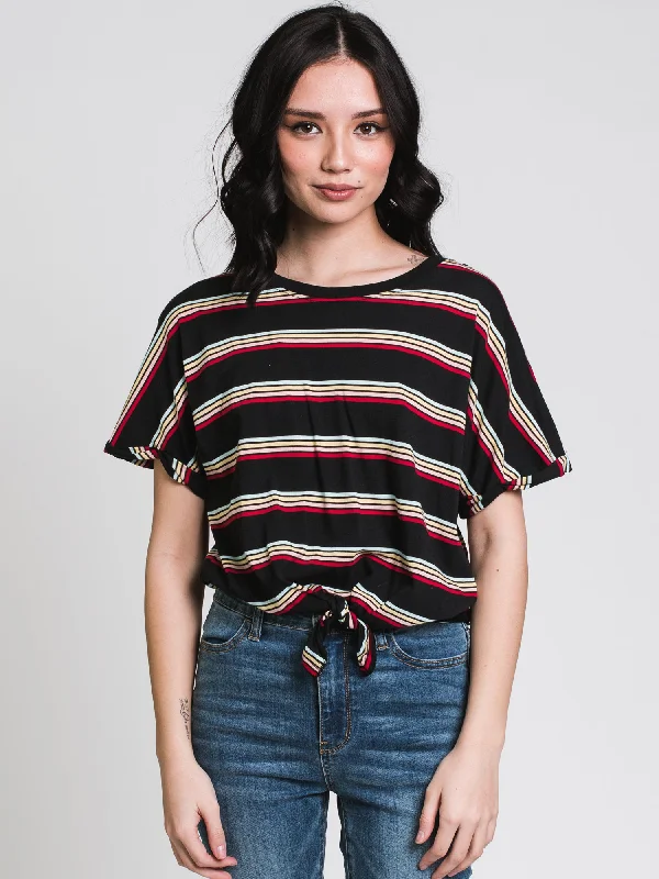 HARLOW LAYLA KNOTTED STRIPE TEE - CLEARANCE Seamless Knitted Crochet