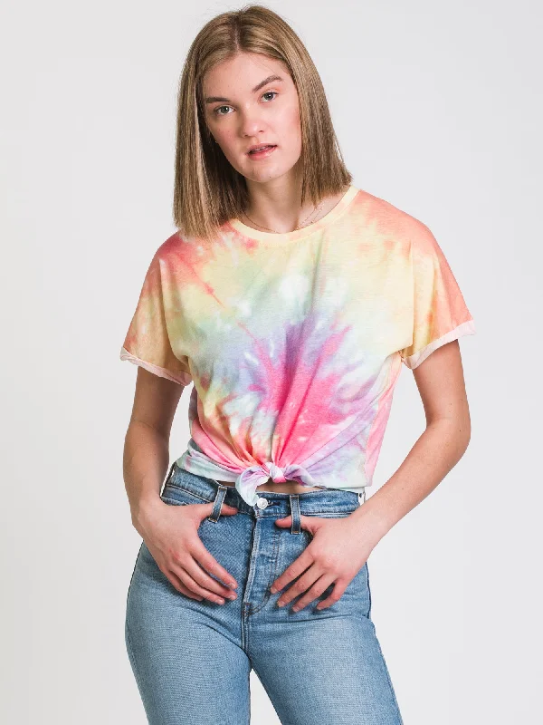 HARLOW LAYLA KNOTTED TIE DYE TEE - CLEARANCE Mesh Blend Leather Blend Suede Blend