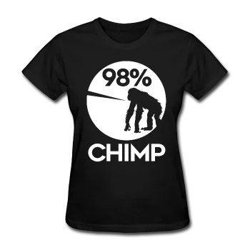 "98% Chimp" (white) - Women's T-Shirt Print Jacquard Patchwork