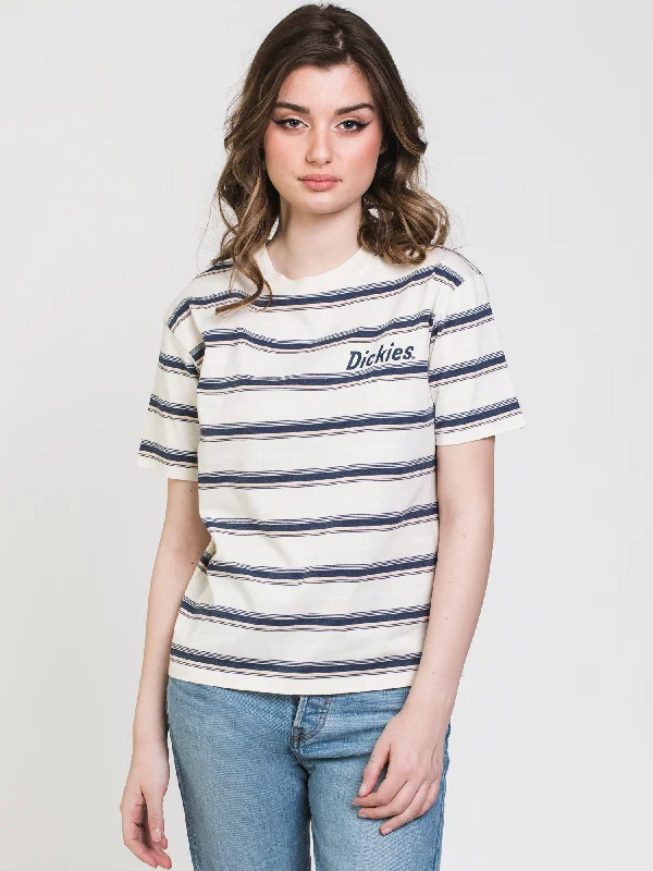 DICKIES TOMBOY STRIPE SHORT SLEEVE TEE  - CLEARANCE Zippered Buttoned Snapped