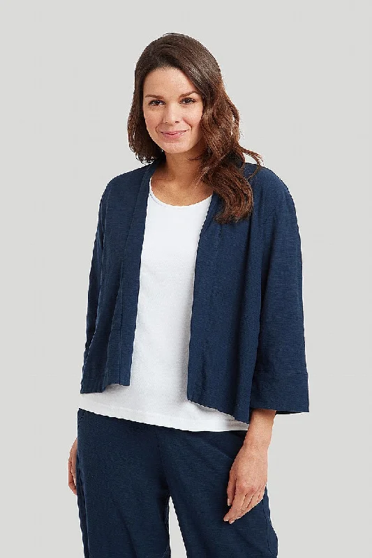 Organic Cotton Slub Sula Jacket -  Soft Navy Chenille Fabric Brocade Fabric Lace Fabric