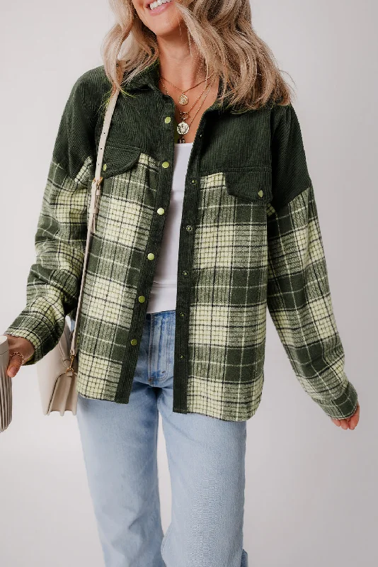 Button-Up Plaid Corduroy Jacket Denim Jacket Leather Jacket Suede Jacket