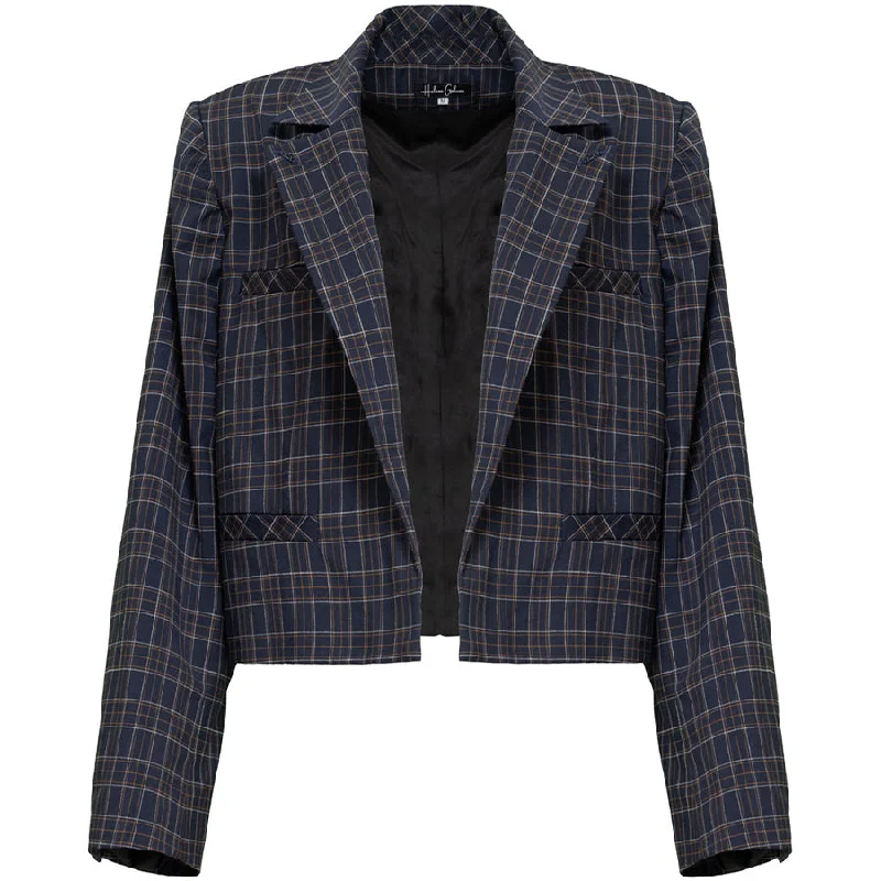 CROPPED JACKET "HAGER" IN CHECKED BLUE Jacket Blazer Coat