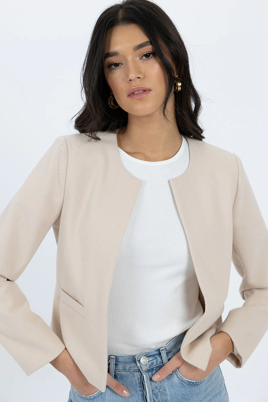 HUMIDITY BROOKLYN JACKET OAT One-Shoulder Jacket Off-the-Shoulder Jacket Asymmetrical Jacket