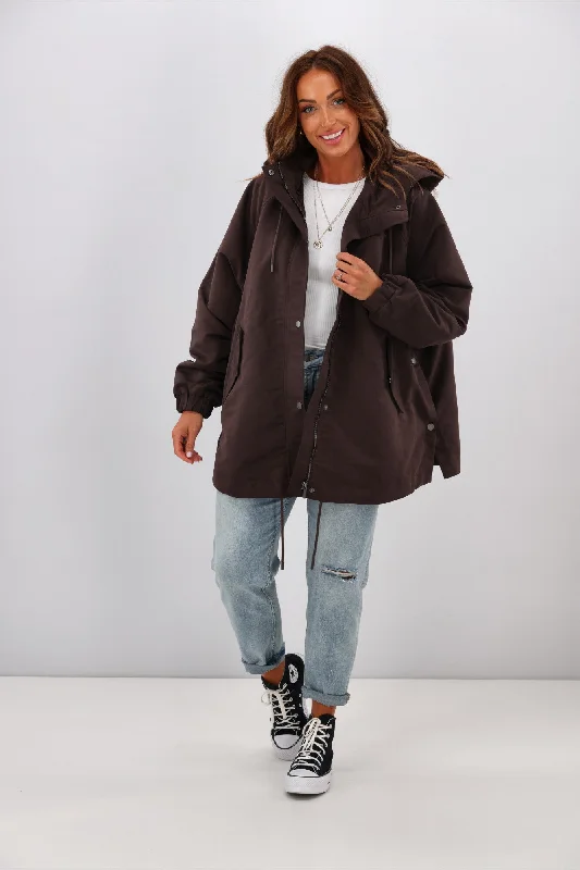 RPM Harlow Jacket Chocolate Plum Welt Pockets Slit Pockets Flap Pockets