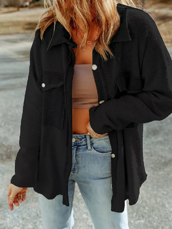 Layer up with this stylish Long Sleeve Open Front Jacket for Women, perfect for Spring and Fall! Zippered Jacket Buttoned Jacket Snapped Jacket