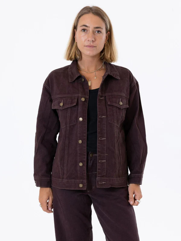 THRILLS MADI JACKET CHOCOLATE PLUM Mesh Jacket Canvas Jacket Denim Jacket