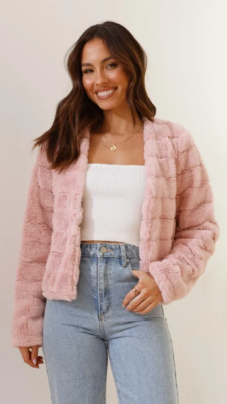 Tully Crop Jacket - Blush Wool Jacket Cashmere Jacket Tweed Jacket