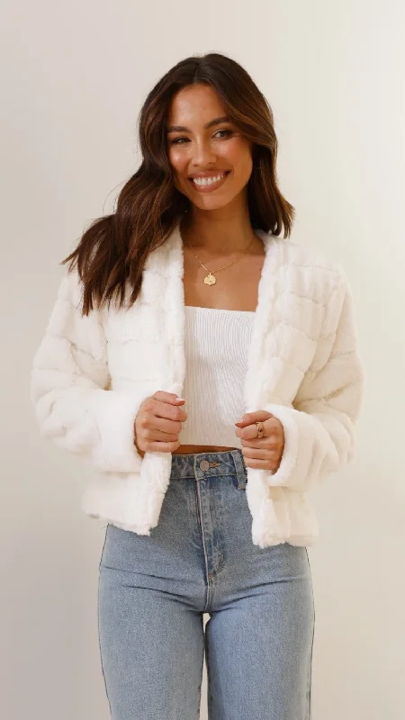 Tully Crop Jacket - White Front Pockets Side Pockets Patch Pockets