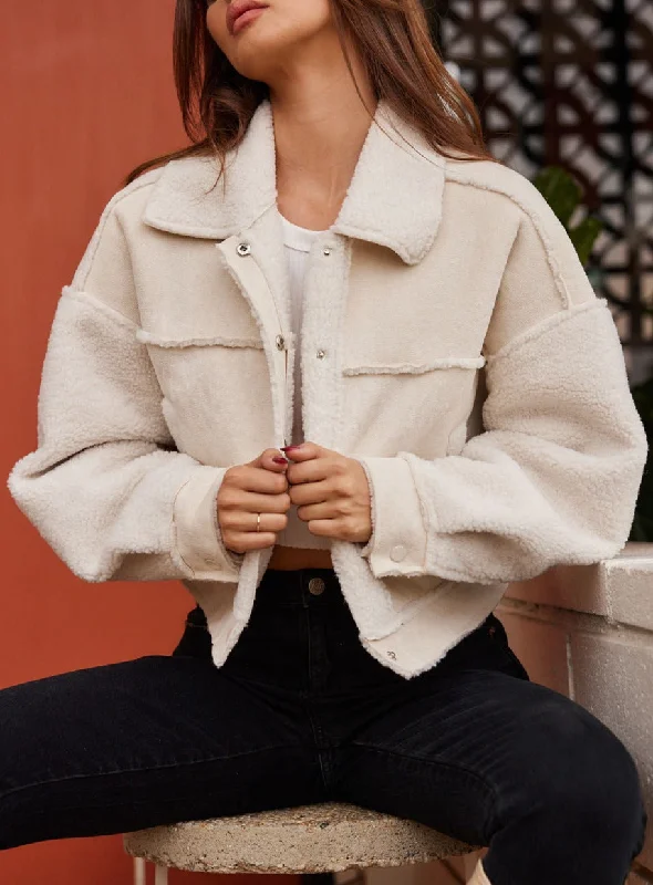 Whiteout Sherpa Cropped Jacket Chenille Jacket Brocade Jacket Lace Jacket