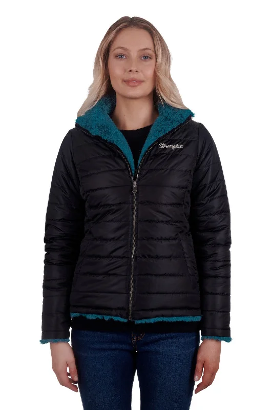 WRANGLER WOMENS MONTANA REVERSIBLE JACKET BLACK V-Neck Jacket Boat Neck Jacket Square Neck Jacket