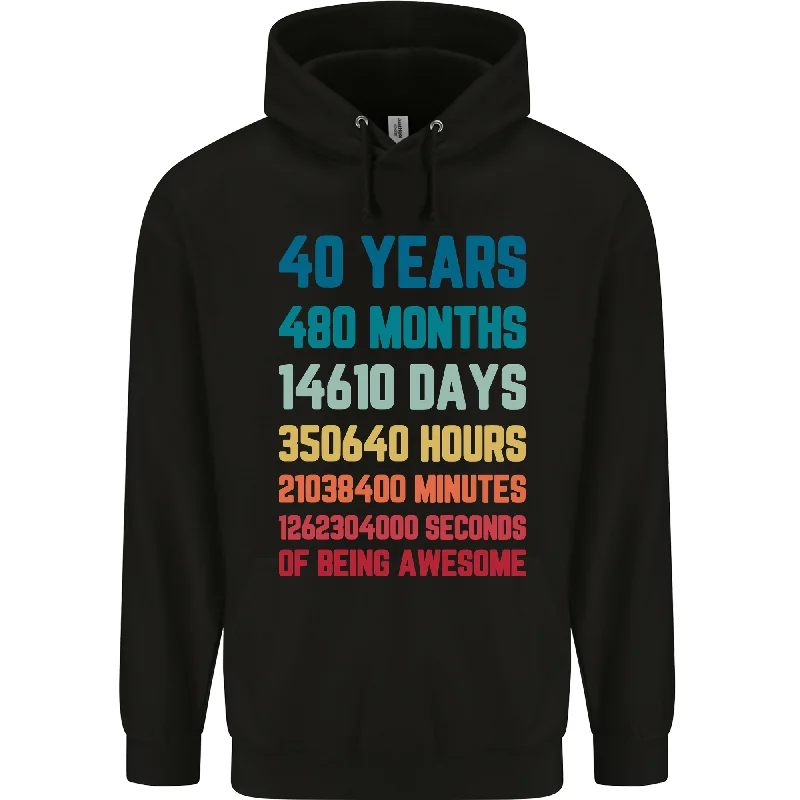 40th Birthday 40 Year Old Mens 80% Cotton Hoodie Hoodie with Set-In Sleeves Structured Classic