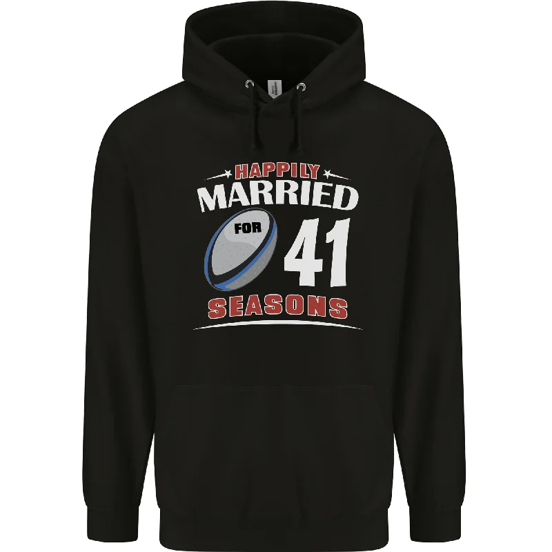 41 Year Wedding Anniversary 41st Rugby Mens 80% Cotton Hoodie Hoodie with Ribbed Cuffs Snug Fit Comfort