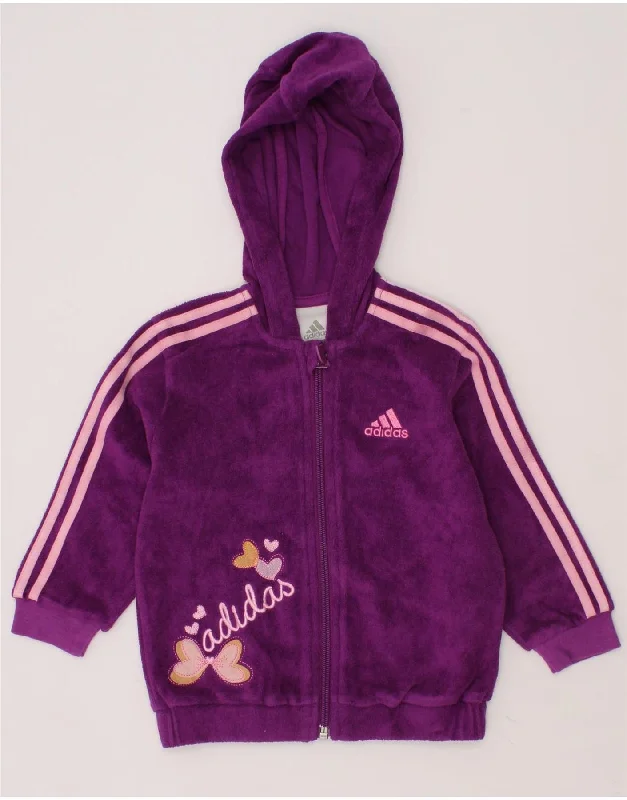 ADIDAS Baby Girls Velvet Graphic Zip Hoodie Sweater 9-12 Months Purple Hoodie with Reflective Safety Nightwear