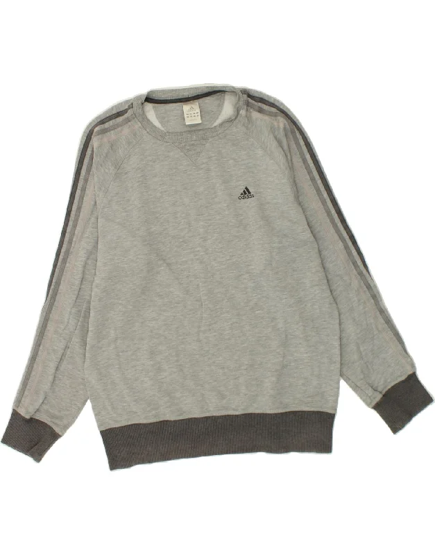 ADIDAS Mens Sweatshirt Jumper Large Grey Cotton Hoodie with Tied Waist Feminine Flattering