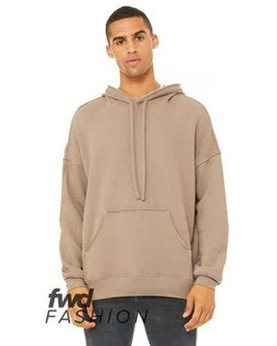 Bella + Canvas 3742C Fwd Fashion Unisex Raw Seam Hooded Sweatshirt - Tan Hoodie with Distressed Vintage Worn