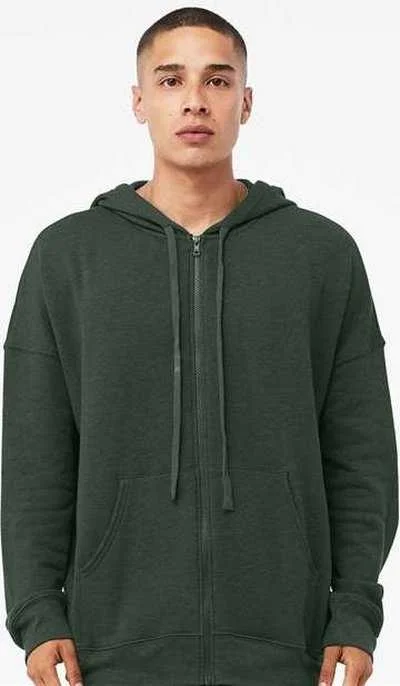 Bella + Canvas 3759 Unisex Sponge Fleece DTM Full-Zip Hoodie - Heather Forest Hoodie with Crew Neck Simple Timeless