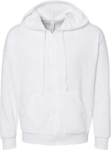 Bella + Canvas 3759 Unisex Sponge Fleece DTM Full-Zip Hoodie - White Hoodie with Exposed Zipper Edgy Industrial