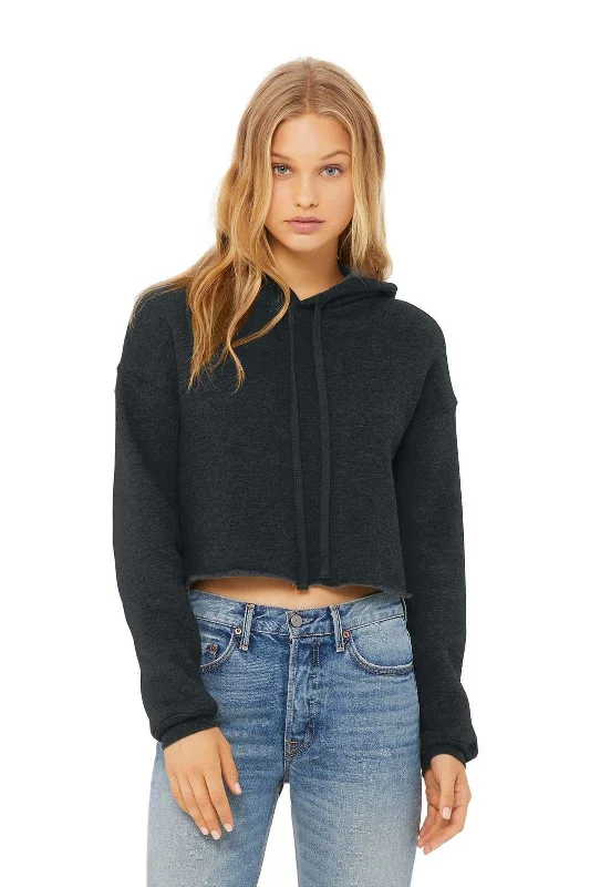 Bella + Canvas 7502 Women's Sponge Fleece Cropped Fleece Hoodie - Dark Gray Heather Hoodie with Lace Feminine Delicate