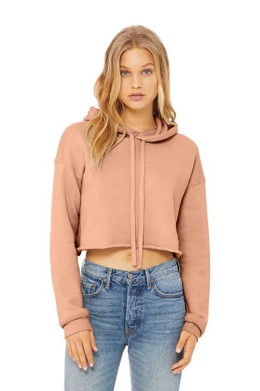 Bella + Canvas 7502 Women's Sponge Fleece Cropped Fleece Hoodie - Peach Hoodie with Relaxed Fit Easy Casual