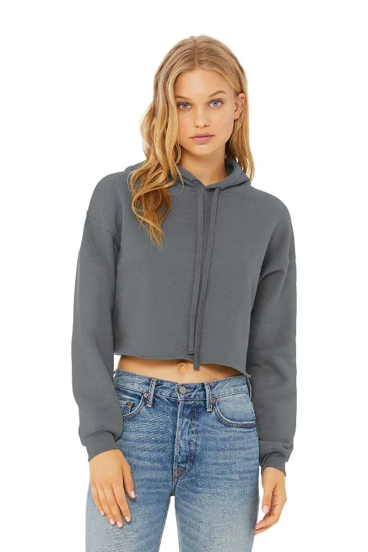 Bella + Canvas 7502 Women's Sponge Fleece Cropped Fleece Hoodie - Storm Hoodie with Rolled Sleeves Casual Relaxed