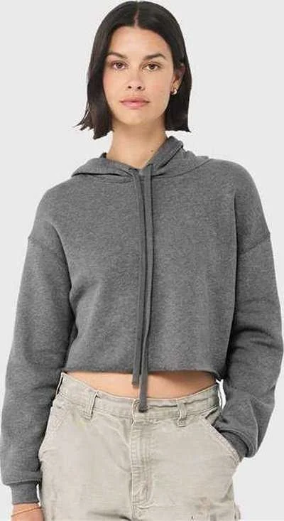 Bella + Canvas 7502 Women's Crop Fleece Hoodie - Deep Heather Hoodie with Hem Contrast Bold Stylish