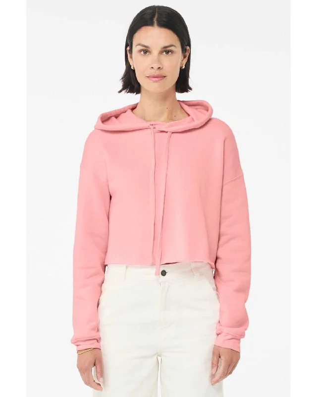 Bella + Canvas 7502 Women's Crop Fleece Hoodie - Pink Hoodie Crop Top Short Trendy