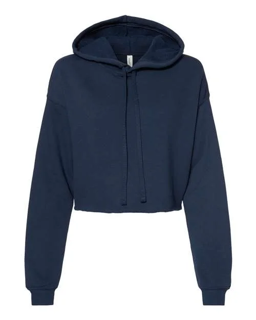 Bella + Canvas 7502 Women's Cropped Fleece Hoodie - Navy Hoodie with Thumb Holes Functional Cozy