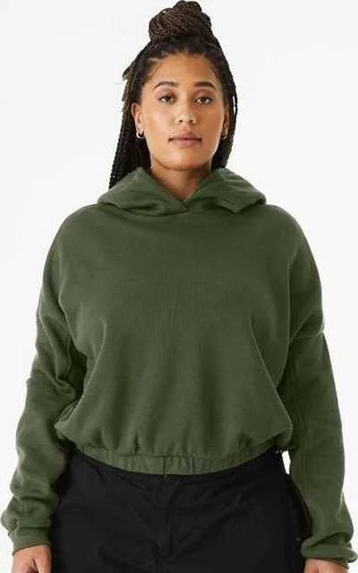 Bella + Canvas 7506 FWD Fashion Women's Sponge Fleece Cinched Bottom Hoodie - Military Green Hoodie with Hidden Zipper Minimalist Clean