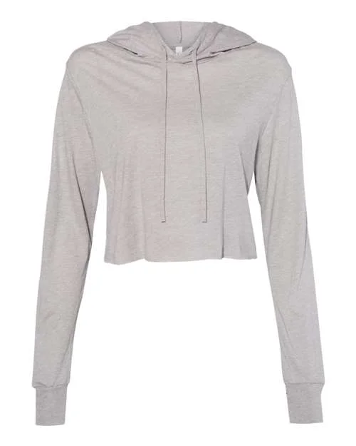 Bella + Canvas 8512 Womens Triblend Cropped Long Sleeve Hoodie - Athletic Grey Triblend Hoodie with Embroidery Detailed Premium