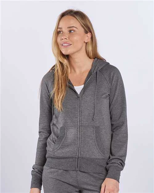 Boxercraft BW5201 Women's Dream Fleece Full-Zip Hooded Sweatshirt - Black Heather Hoodie with Pastel Soft Subtle