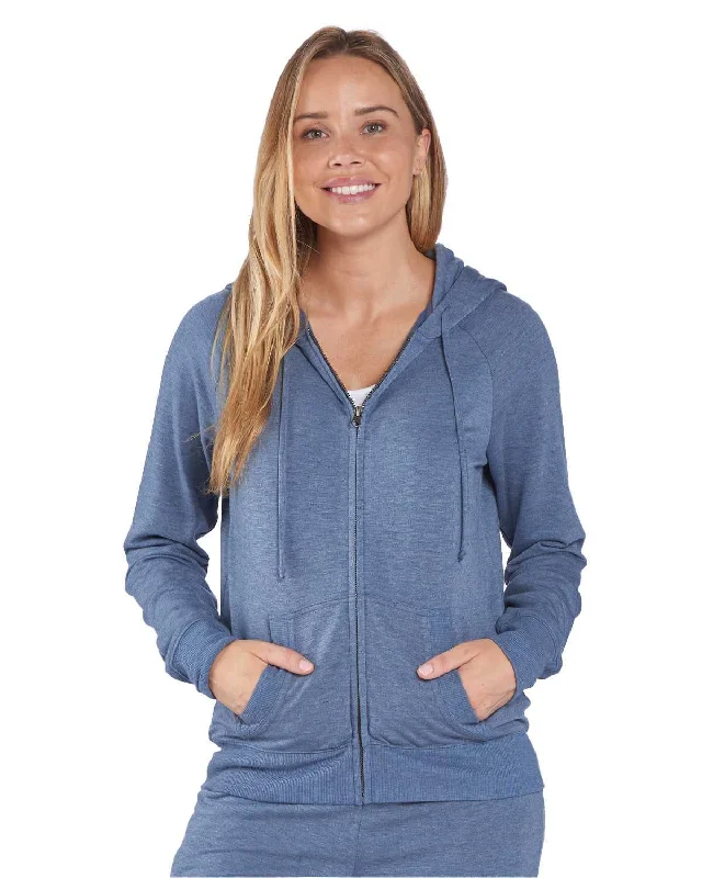 Boxercraft BW5201 Women's Dream Fleece Full-Zip Hooded Sweatshirt - Indigo Heather Hoodie with Monochrome Minimalist Simple