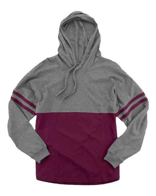 Boxercraft T18 Women's Hooded Pom Pom Jersey - Granite Maroon Hoodie with Snap Buttons Easy Quick