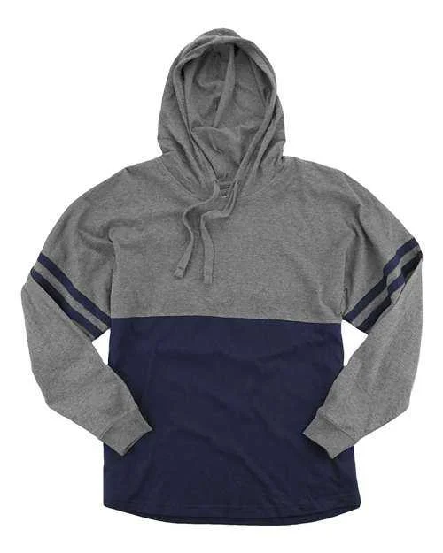 Boxercraft T18 Women's Hooded Pom Pom Jersey - Granite Navy Hoodie with Toggle Buttons Decorative Unique