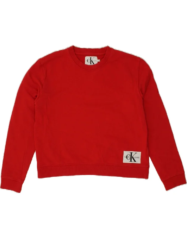 CALVIN KLEIN Womens Sweatshirt Jumper UK 14 Medium Red Cotton Hoodie Jacket Zipper Layering CALVIN KLEIN Womens Sweatshirt Jumper UK 14 Medium Red Cotton Hoodie Jacket Zipper Layering