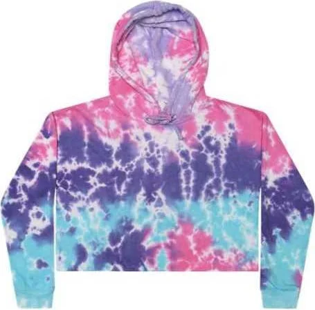 Colortone 8333 Tie-Dyed Crop Hooded Sweatshirt - Cotton Candy Hoodie with Tie-Dye Psychedelic Retro