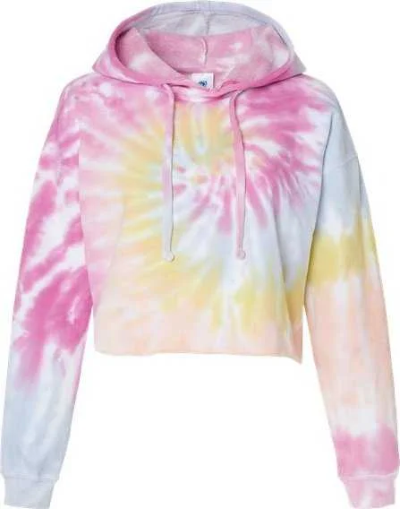 Colortone 8333 Women's Tie-Dyed Crop Hooded Sweatshirt - Desert Rose Hoodie with Distressed Vintage Worn