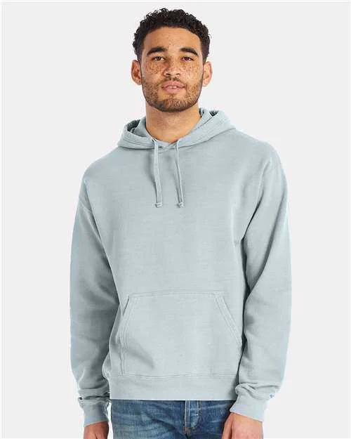 Comfortwash GDH450 Garment Dyed Unisex Hooded Sweatshirt - Soothing Blue Hoodie with Exposed Zipper Edgy Industrial