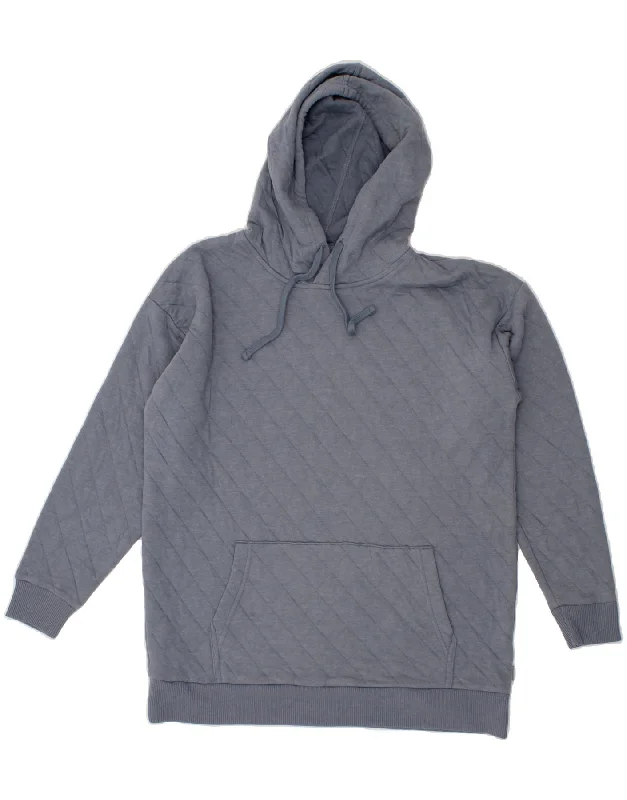 EDDIE BAUER Womens Oversized Hoodie Jumper UK 10 Small Blue Cotton Hoodie with Contrast Stitching Detailed Premium