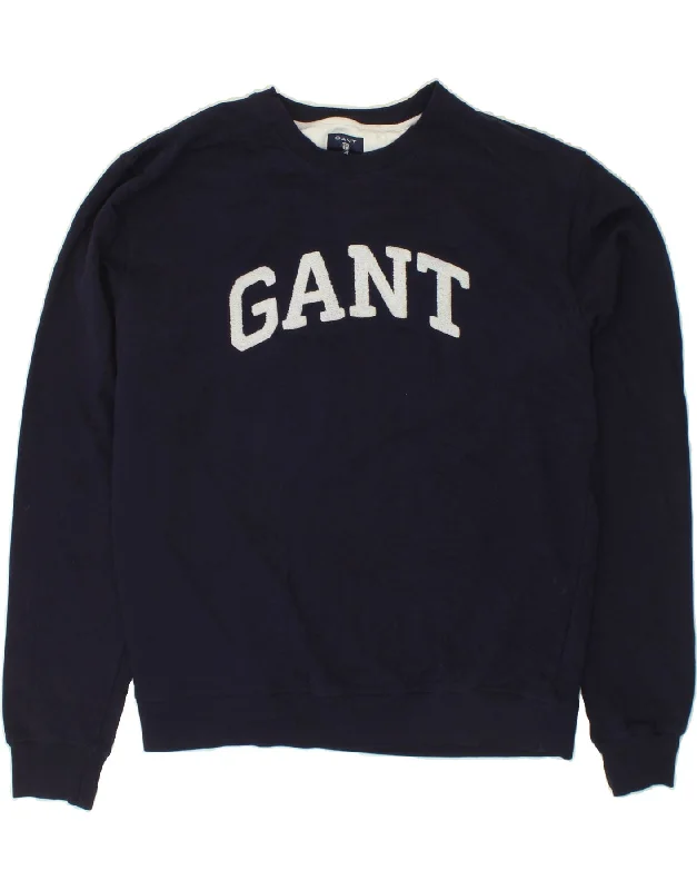 GANT Mens Graphic Sweatshirt Jumper 2XL Navy Blue Cotton Hoodie Dress Longline Feminine