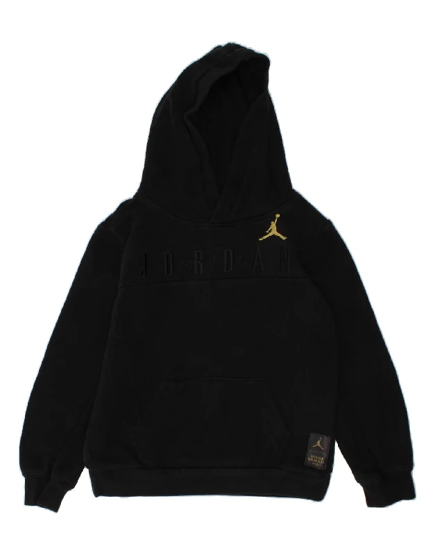 JORDAN Boys Graphic Hoodie Jumper 6-7 Years Large  Black Cotton Hoodie with Earth Tones Natural Calm