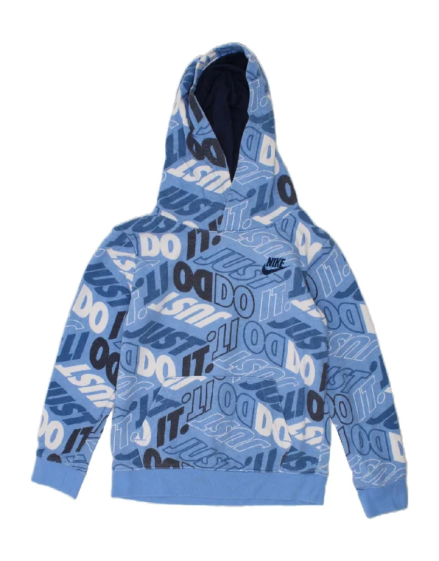 NIKE Boys Graphic Zip Hoodie Sweater 6-7 Years Large  Blue Cotton Hoodie with Button Placket Classic Preppy