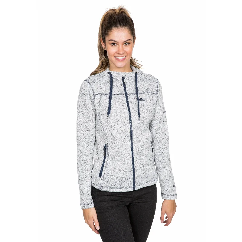 Odelia Womens Full Zip Fleece Hoodie - Ghost Navy Marl Hoodie with Cuffed Sleeves Snug Secure