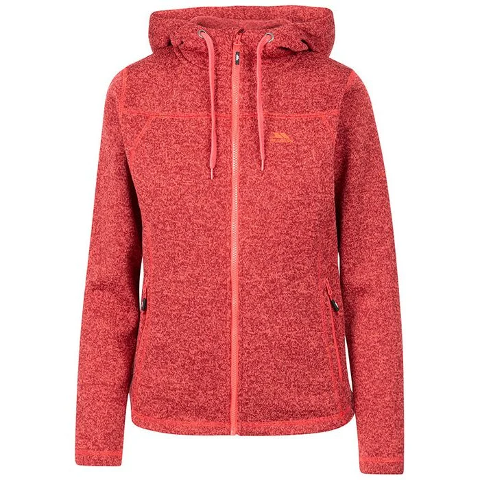 Odelia Womens Full Zip Fleece Hoodie in Dark Cherry Hoodie with Monochrome Minimalist Simple