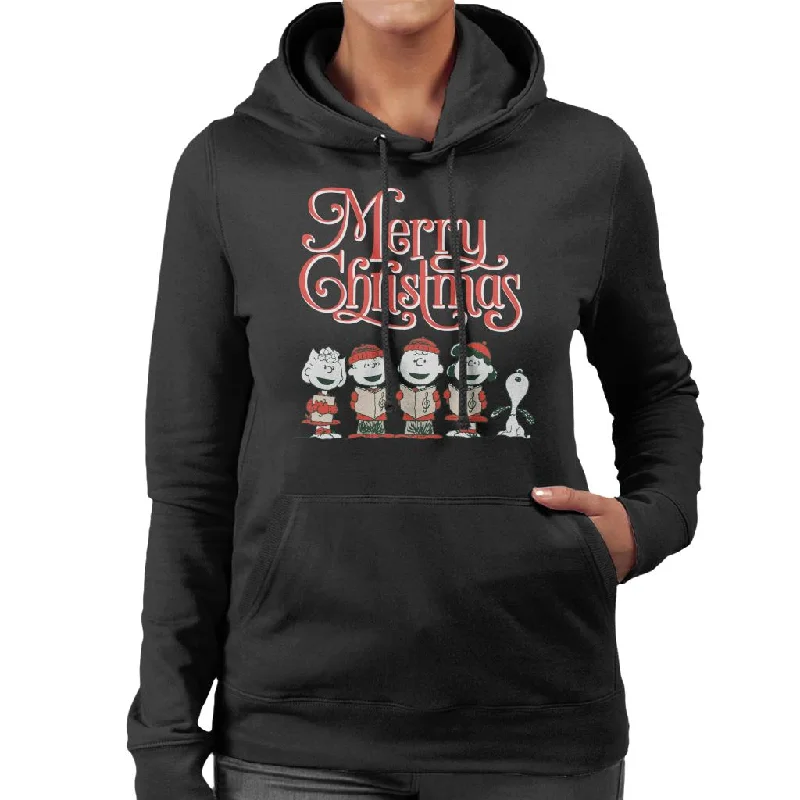 Peanuts Snoopy Singing In The Snow Women's Hooded Sweatshirt Hoodie with Applique Textured Unique Peanuts Snoopy Singing In The Snow Women's Hooded Sweatshirt Hoodie with Applique Textured Unique