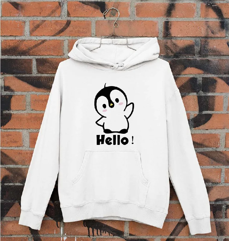 Penguin Hello Unisex Hoodie for Men/Women Hoodie with Batwing Sleeves Loose Dramatic