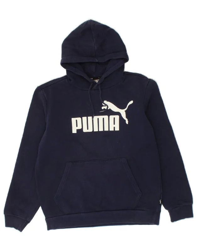 PUMA Mens Graphic Hoodie Jumper Small Navy Blue Cotton Hoodie with Magnetic Closure Innovative Modern